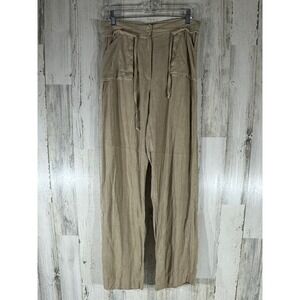 Alma Mater Linen Wide Leg Pants Tab Size 38 (30x31) Drawstring Waist High Rise